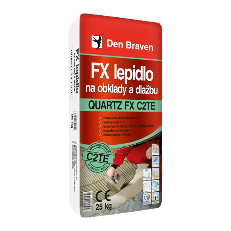 Flexibilní lepidlo na obklady a dlažbu Den Braven QUARTZ FX C2TE pytel 25 kg, šedá