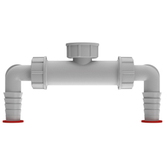 Dvojitá přípojka HL Hutterer & Lechner, 1˝x 3/4˝ pro pračku nebo myčku nádobí se zpětnými uzávěry