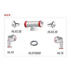 Dvojitá přípojka HL Hutterer & Lechner, 1˝x 3/4˝pro pračku nebo myčku nádobí se zpětnými uzávěry, ploché těsnění