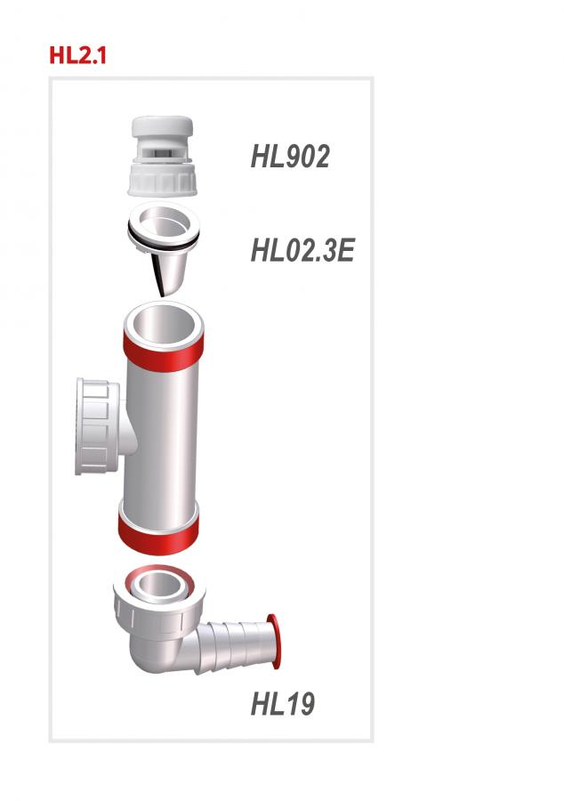 Přípojka HL Hutterer & Lechner, 1˝x 3/4˝ pro pračku/myčku nádobí se zpětným uzávěrem a přivzdušňovacím ventilem
