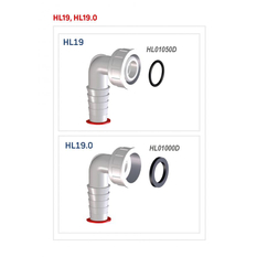 Připojovací koleno pro pračku HL Hutterer & Lechner, 1˝x3/4˝, bílá