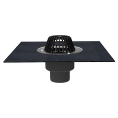 Střešní vtok HL Hutterer & Lechner, DN110 se svislým odtokem, s asfaltovou manžetou, tepelně izolovaný. Záchytný koš standardní i plochý