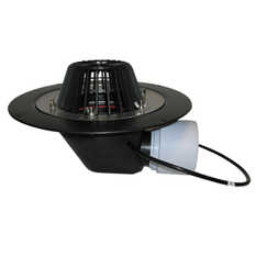 Střešní vtok HL Hutterer & Lechner, DN75/110 s ležatým odtokem, s izolační přírubou a izolační svorkou, s elektrickým ohřevem(10-30W, 230V). Záchytný koš standardní i plochý