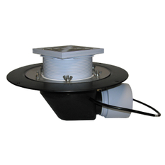 Střešní vtok HL Hutterer & Lechner, DN75/110 s ležatým odtokem v provedení pro pochůzné střechy, s izolační přírubou a izolační svorkou, s elektrickým ohřevem(10-30W, 230V), nástavec 148x148mm/137x137mm. Záchytný koš plochý