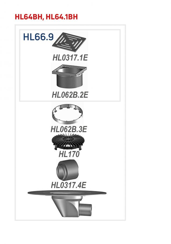 Střešní vtok HL Hutterer & Lechner, DN75/110 s ležatým odtokem v provedení pro pochůzné střechy, s asfaltovou manžetou, tepelně izolovaný, nástavec 148x148mm/137x137mm. Záchytný koš plochý