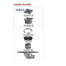 Střešní vtok HL Hutterer & Lechner, DN75/110 s ležatým odtokem v provedení pro pochůzné střechy, s asfaltovou manžetou, tepelně izolovaný, nástavec 148x148mm/137x137mm. Záchytný koš plochý