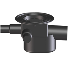 Těleso podlahové vpusti HL Hutterer & Lechner, DN75/110 s ležatým odtokem, s uzávěrem proti vzduté vodě, 3 přítokové trubky DN40/50. Typ 4 dle ČSN13564