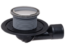 Balkónový a terasový vtok HL Hutterer & Lechner, DN50/75 s otočným kloubem na odtoku, s izolační přírubou, se suchou klapkou proti pronikání zápachu, kruh nerez d 133mm/ nerez d 112mm