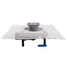 Podlahová vpust HL Hutterer & Lechner, DN50/75 s kloubem, s límcem z polymerbetonu (na stěrkové izolace), ZU standard - vodní, plast 123x123mm/ nerez 115x115mm