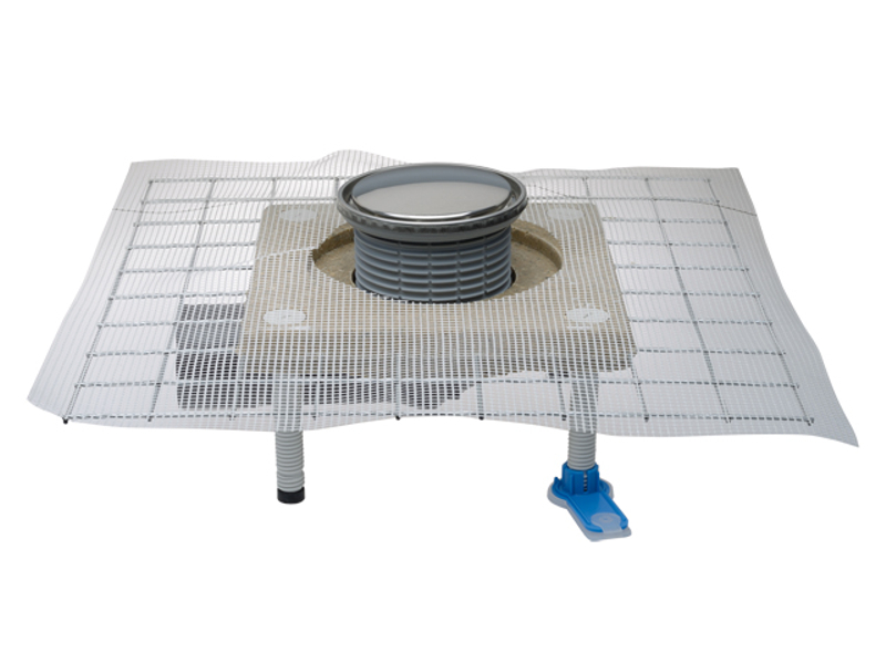 Podlahová vpust HL Hutterer & Lechner, DN50/75 s kloubem, s límcem z polymerbetonu (na stěrkové izolace), ZU standard - vodní, nástavec kruh nerez d 133mm/ nerez d 121mm