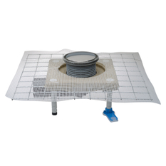 Podlahová vpust HL Hutterer & Lechner, DN50/75 s kloubem, s límcem z polymerbetonu (na stěrkové izolace), ZU standard - vodní, nástavec kruh nerez d 133mm/ nerez d 121mm