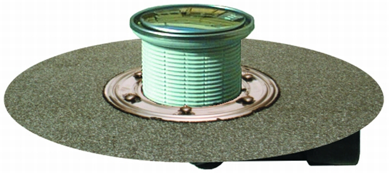 Podlahová vpust HL Hutterer & Lechner, DN50/75 s otočným kloubem na odtoku, s asfaltovou manžetou, ZU standard - vodní, kruh nerez d 133mm/ nerez d 121mm