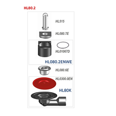 Podlahová vpust HL Hutterer & Lechner, DN50/75 s otočným kloubem na odtoku, s izolační přírubou, s nástavcem a těsnící deskou a otvorem 6/4˝ pro přepadovou trubicí 100mm
