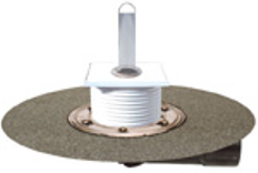 Podlahová vpust HL Hutterer & Lechner, DN50/75 s otočným kloubem na odtoku, s asfaltovou manžetou, s nástavcem s těsnící deskou a přepadovou trubicí 100mm