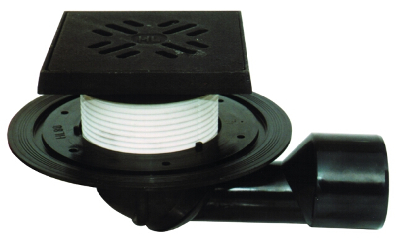 Podlahová vpust HL Hutterer & Lechner, DN50/75 Podlahová vpust DN50/75 s otočným kloubem na odtoku, s asfaltovou manžetou, ZU standard- vodní, litina 150x150mm/litina 137x137mm, L15