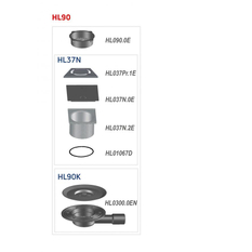 Balkónový a terasový vtok HL Hutterer & Lechner, DN40/50 s ležatým odtokem, s izolační přírubou, se sítkem na nečistoty, plast 123x123mm/nerez 115x115mm