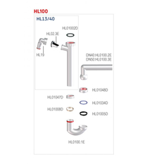 Zápachová uzávěrka HL Hutterer & Lechner, DN40x6/4˝ s kulovým kloubem na odtoku, s přípojkou pro pračku nebo myčku