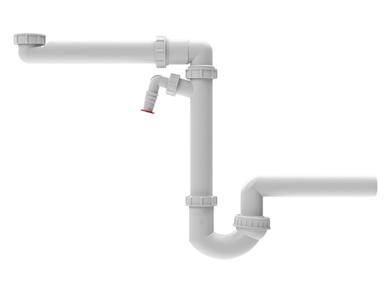 Prostor šetřící zápachová uzávěrka HL Hutterer & Lechner, DN40x6/4˝ pro kuchyňské dřezy s kulovým kloubem na odtoku a přípojkou pro pračku