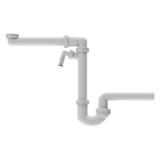 Prostor šetřící zápachová uzávěrka HL Hutterer & Lechner, DN40x6/4˝ pro kuchyňské dřezy s kulovým kloubem na odtoku a přípojkou pro pračku