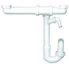 Prostor šetřící zápachová uzávěrka HL Hutterer & Lechner, DN50x6/4˝ pro kuchyňské dvojdřezy s kulovým kloubem na odtoku a přípojkou pro pračku