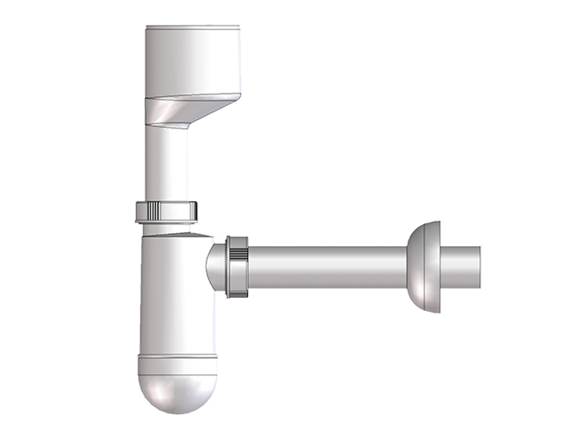 Zápachová uzávěrka k pisoáru HL Hutterer & Lechner, DN32 s připojovací manžetou a krycí růžicí odtoku