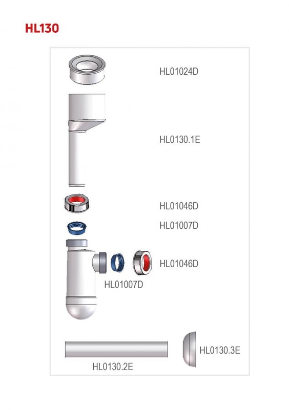 Zápachová uzávěrka k pisoáru HL Hutterer & Lechner, DN32 s připojovací manžetou a krycí růžicí odtoku