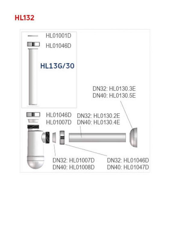 Zápachová uzávěrka k umyvadlu HL Hutterer & Lechner, DN40x5/4˝ s krycí růžicí odtoku