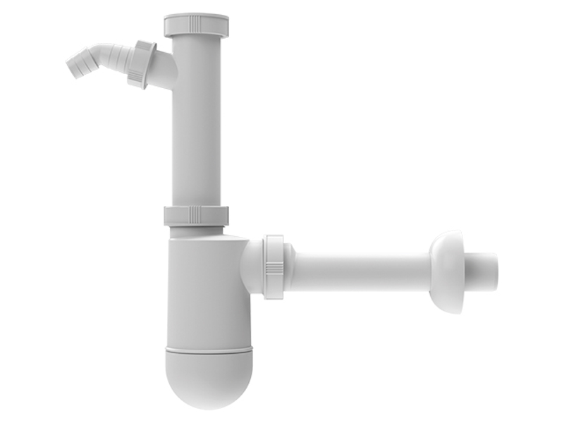 Zápachová uzávěrka k umyvadlu HL Hutterer & Lechner, DN40x5/4˝ s přípojkou pro pračku