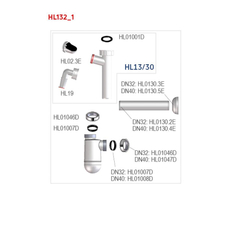 Zápachová uzávěrka k umyvadlu HL Hutterer & Lechner, DN40x5/4˝ s přípojkou pro pračku