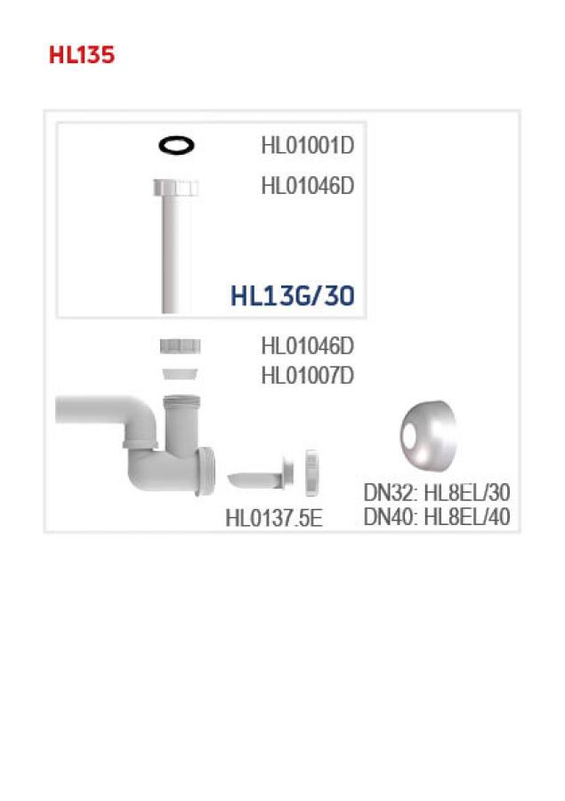 Zápachová uzávěrka k umyvadlu, bidetu HL Hutterer & Lechner, DN32x5/4˝ s čistící vložkou, a otáčivým ramenem odtoku