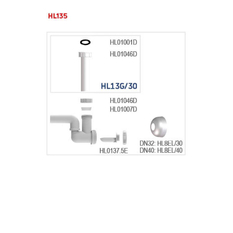 Zápachová uzávěrka k umyvadlu, bidetu HL Hutterer & Lechner, DN40x5/4˝ s čistící vložkou, a otáčivým ramenem odtoku