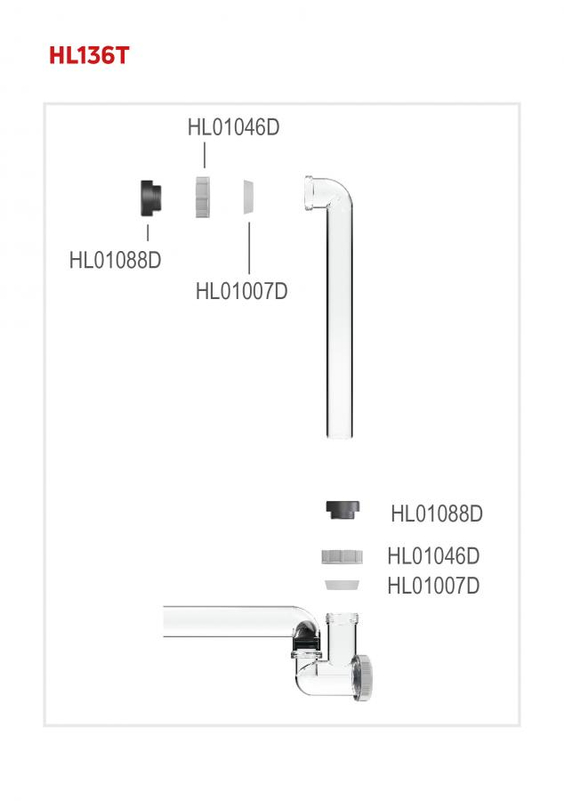 Zápachový uzávěr pro odvod kondenzátu HL Hutterer & Lechner, DN40- transparentní, s připojením DN32 popř. d 12-18 mm, s přídavným mechanickým uzávěrem, čistící zátkou a otáčivým ramenem odtoku