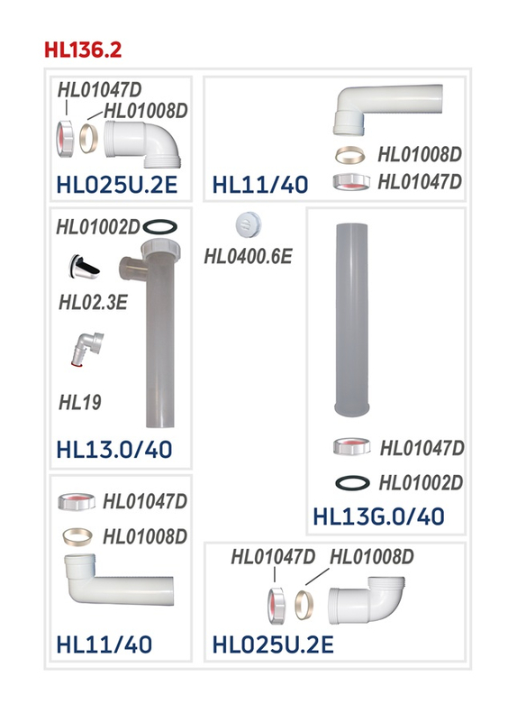 Zápachový uzávěr pro odvod kondenzátu HL Hutterer & Lechner, DN40 s transparentními zásuvnými trubicemi pro kontrolu stavu vodní hladiny, s možností dopouštění vody
