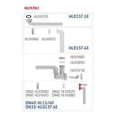 Umyvadlová zápachová uzávěrka do nábytku HL Hutterer & Lechner, DN40x5/4˝ se svislým odtokem