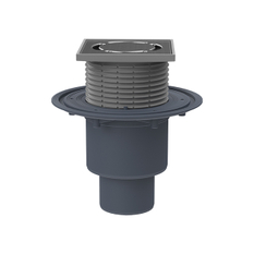 Podlahová vpust HL Hutterer & Lechner, DN50/75/110 se svislým odtokem, s izolační přírubou, ZU standard - vodní, plast 123x123mm/nerez 115x115mm