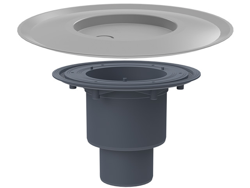 Těleso podlahové/terasové vpusti HL Hutterer & Lechner, DN50/75/110 se svislým odtokem, s izolační přírubou