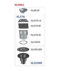 Balkónový a terasový vtok HL Hutterer & Lechner, DN50/75/110 se svislým odtokem, s izolační přírubou, se suchou zápachovou klapkou, plast 123x123mm/nerez 115x115mm