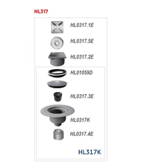 Podlahová vpust HL Hutterer & Lechner, DN50/75/110 se svislým odtokem, s izolační přírubou, ZU standard - vodní, plast 147x147mm/ nerez 138x138mm, sítko