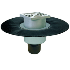 Podlahová vpust HL Hutterer & Lechner, DN50/75/110 se svislým odtokem s asfaltovou manžetou, ZU standard - vodní, plast 147x147mm/nerez 138x138mm, sítko