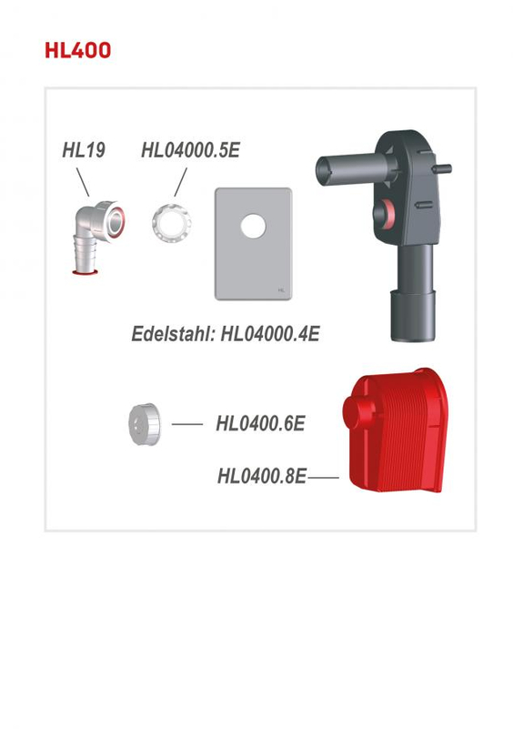 Zápachová uzávěrka HL Hutterer & Lechner, DN40/50 pro pračky/myčky, krycí deska nerez 120x166mm