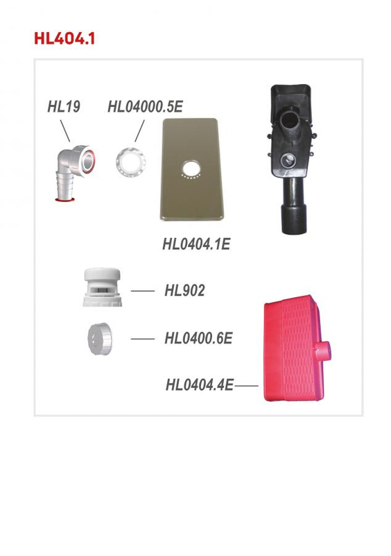Zápachová uzávěrka HL Hutterer & Lechner, DN40/50 pro pračky s přivzdušňovacím ventilem, krycí deska nerez 110x225mm