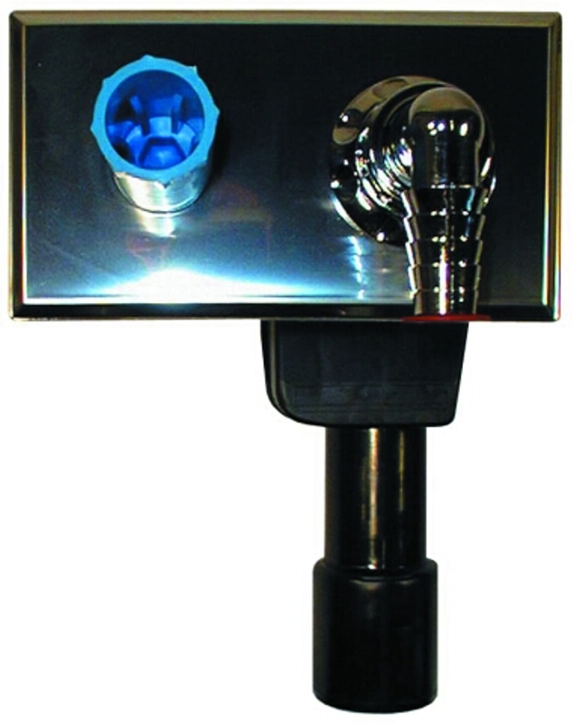 Podomítková zápachová uzávěrka HL Hutterer & Lechner, DN40/50 pro pračky/myčky s připojením rozvodu vody, krycí deska nerez 180x110mm