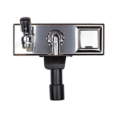 Podomítková zápachová uzávěrka HL Hutterer & Lechner, DN40/50 pro pračky/myčky, s tvarovou pro přívod vody a výtokovým ventilem 1/2˝ a el. Zásuvkou (DIN norma), krycí deska nerez 280x100mm