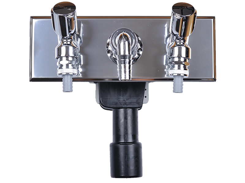 Zápachová uzávěrka HL Hutterer & Lechner, DN40/50 pro pračky/myčky v kombinaci se dvěma pochromovanými výtokovými ventily 1/2˝, krycí deska nerez 280x110mm