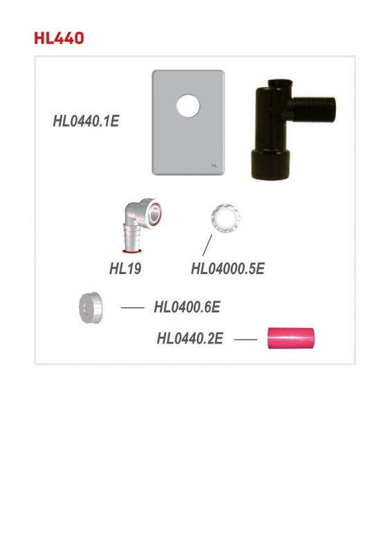 Odtoková souprava pro pračky HL Hutterer & Lechner, DN40/50 se suchým uzávěrem proti pronikání zápachu, krycí deska nerez 120x166mm