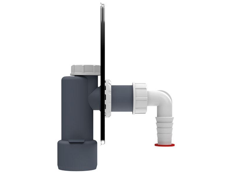 Odtoková souprava pro pračky HL Hutterer & Lechner, DN40/50 se suchým uzávěrem proti pronikání zápachu, krycí deska nerez 120x166mm