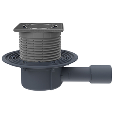 Podlahová vpust HL Hutterer & Lechner, DN40/50 s ležatým odtokem, s izolační přírubou, ZU standard - vodní, nerez 121x 121mm/nerez 115 x 115mm