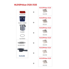 Podlahová vpust HL Hutterer & Lechner, DN40/50 s ležatým odtokem, s izolační přírubou, ZU Primus blue (suchý sifon), nerez 121x 121mm /nerez 115 x 115mm ˝QUADRA˝.