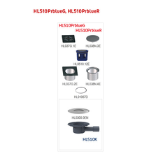 Podlahová vpust HL Hutterer & Lechner, DN40/50 s ležatým odtokem, s izolační přírubou, ZU Primus blue (suchý sifon), litina 150x150mm/litina 137x137mm, L15