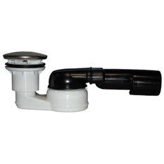 Zápachová uzávěrka HL Hutterer & Lechner, DN40/50x6/4˝ s ležatým odtokem, pro vany sprchových koutů, s krytkou z ušlechtilé oceli d 86mm, s kulovým kloubem na odtoku